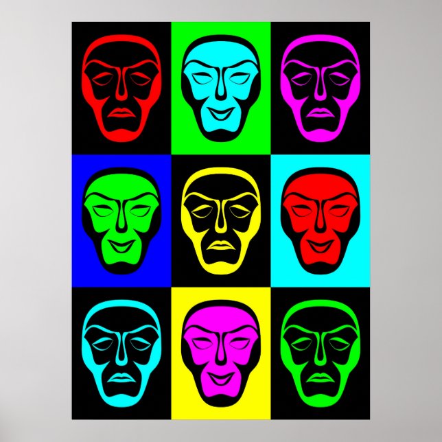 Affiche Comédie et tragédie Masques théâtraux (Devant)