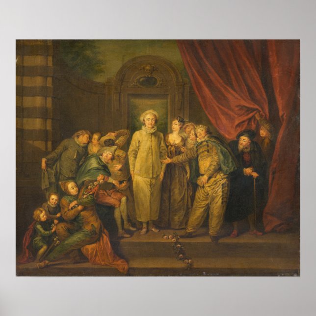 Affiche Comédiens italiens - après Antoine Watteau Fine Ar (Devant)
