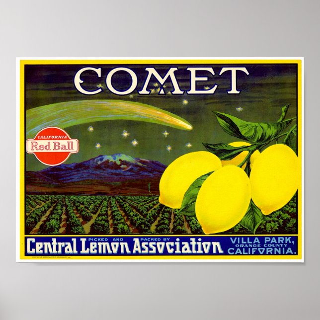 Affiche Comet Marque Citron Crate Étiquette Western Litho  (Devant)