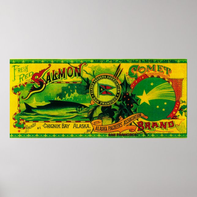 Affiche Comet Saumon Can LabelChignik Bay, AK (Devant)