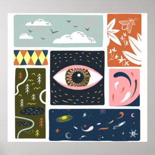 Affiche Comic Nature Space : Illustration d'automne