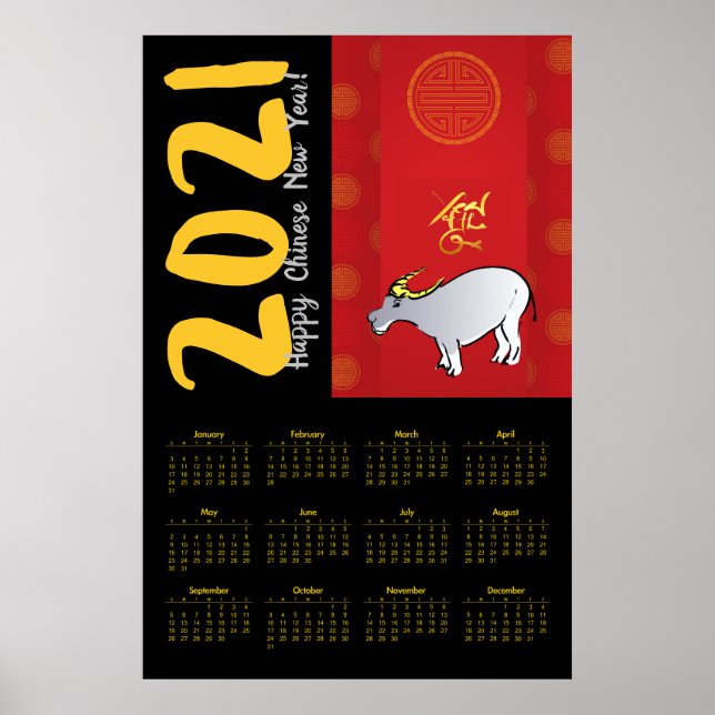 Affiche Comics Chinese Ox Année 2021 Calendrier 24x36 P (Devant)