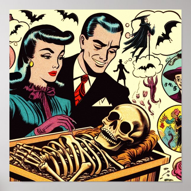 Affiche Comics Retro Goth Couple (Devant)