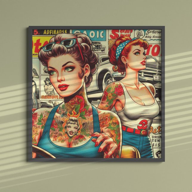 Affiche Comics Retro Tattoo Pin-ups (Créateur téléchargé)