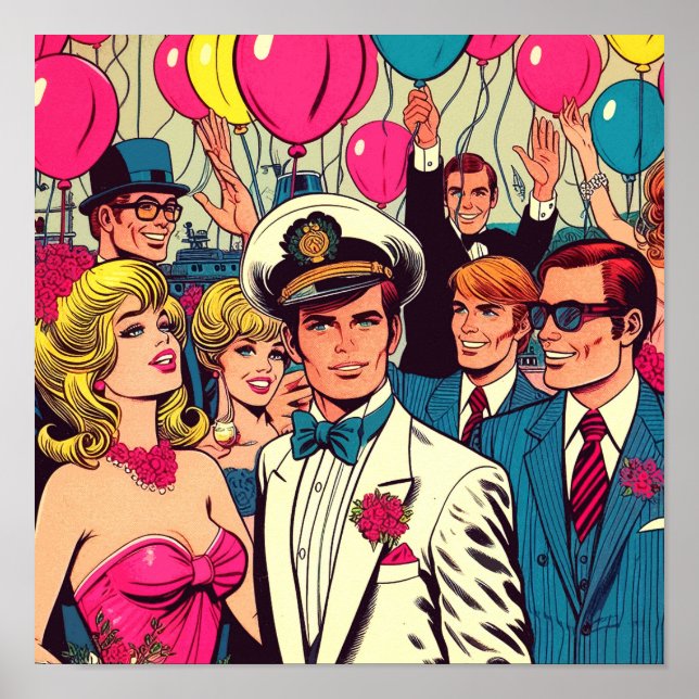 Affiche Comics vintage Party (Devant)