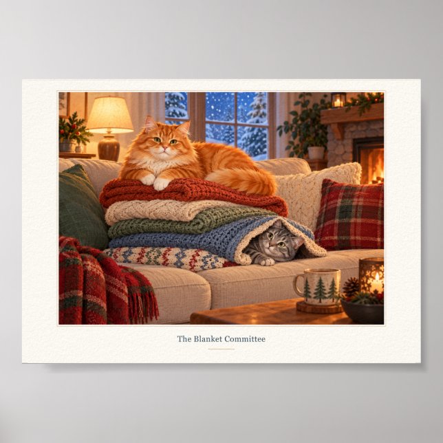 Affiche Comité de la Couverture Chats Confortables Art (Devant)