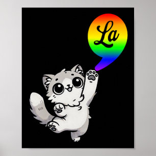 Affiche Comma-la avec Cat mignon Kamala Rainbow Design