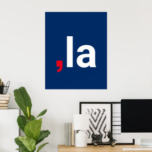 Affiche Comma La kamala drôle prononciation rouge blanc bl