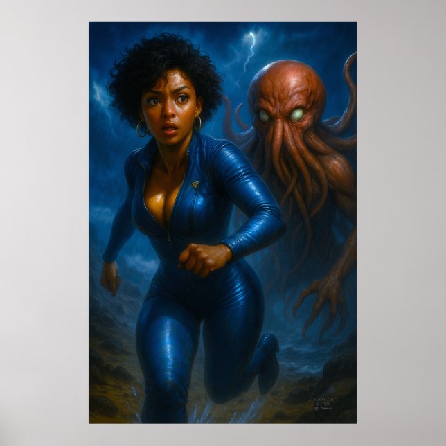 Affiche Commandant Gail Kween contre Pieuvre Grotesque | A (Devant)
