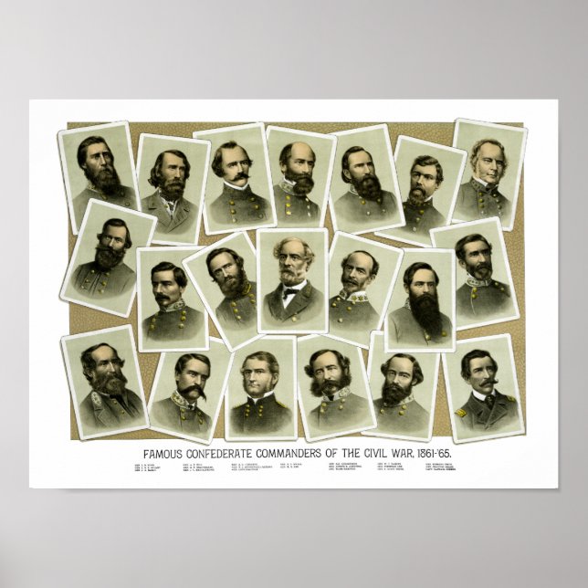 Affiche Commandants confédérés de la guerre civile (Devant)