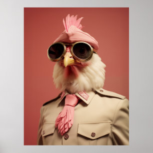 Affiche Commandeur de poulet de Pâques élégant