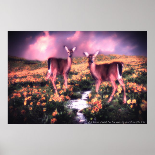 Affiche Comme Le Cerf Pente Pour Le Brook D'Eau (Devant)