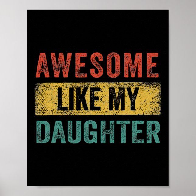 Affiche Comme Ma Fille Hommes Rétro Papa Pères Drôle (Devant)