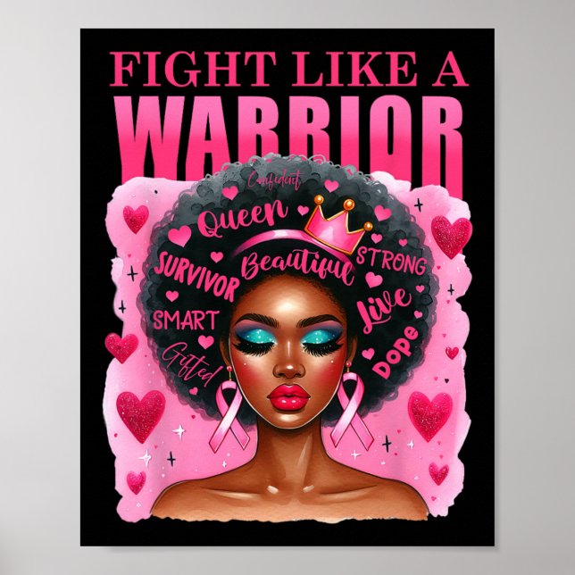 Affiche Comme Un Guerrier Sensibilisation au cancer du sei (Devant)