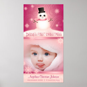 Affiche Commémoration rose "Le premier Noël du bébé"
