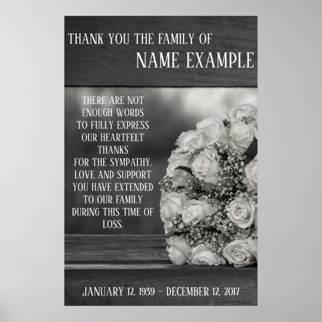 Affiche commémorative Un bouquet de roses blanches (Devant)