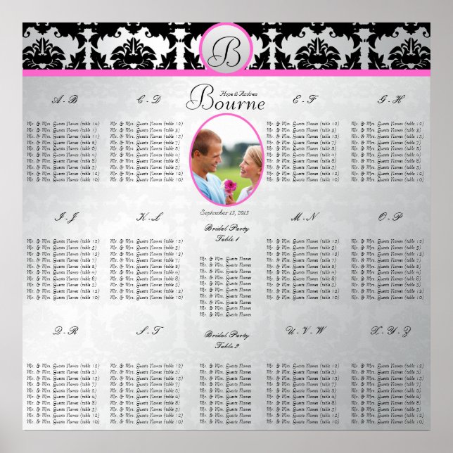 Affiche Commence à 12,80 $ Mariage Photo Seating Chart (Devant)
