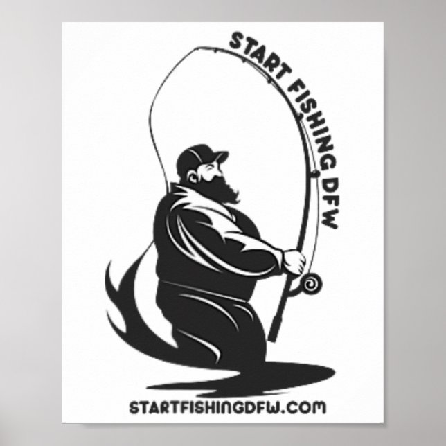 Affiche Commencez à pêcher Dfw Fishy Fisherman Drôle de pê (Devant)