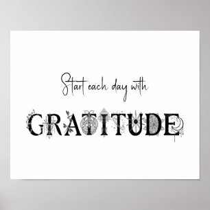 Affiche Commencez chaque jour avec gratitude Lotus lune sp