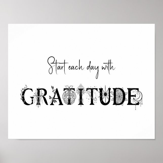 Affiche Commencez chaque jour avec gratitude Lotus lune sp (Devant)