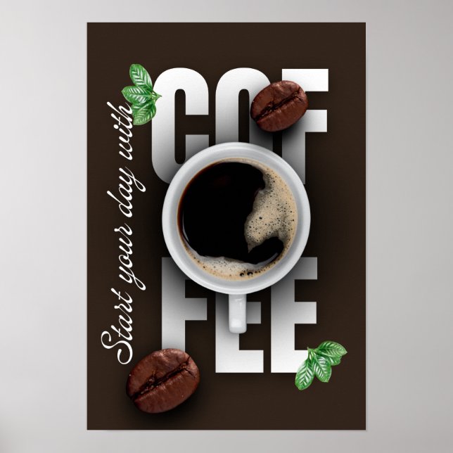 Affiche "Commencez votre journée avec du café !" (Devant)