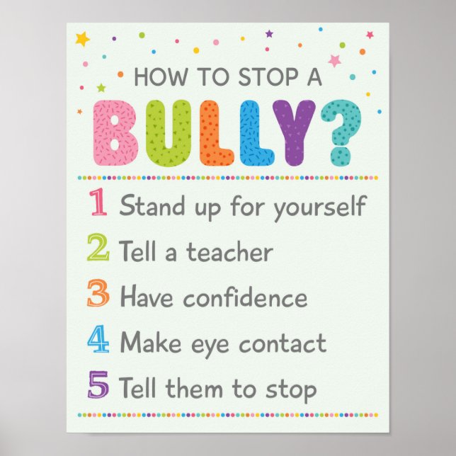 Affiche Comment Arrêter Une Campagne Anti-Bully School (Devant)