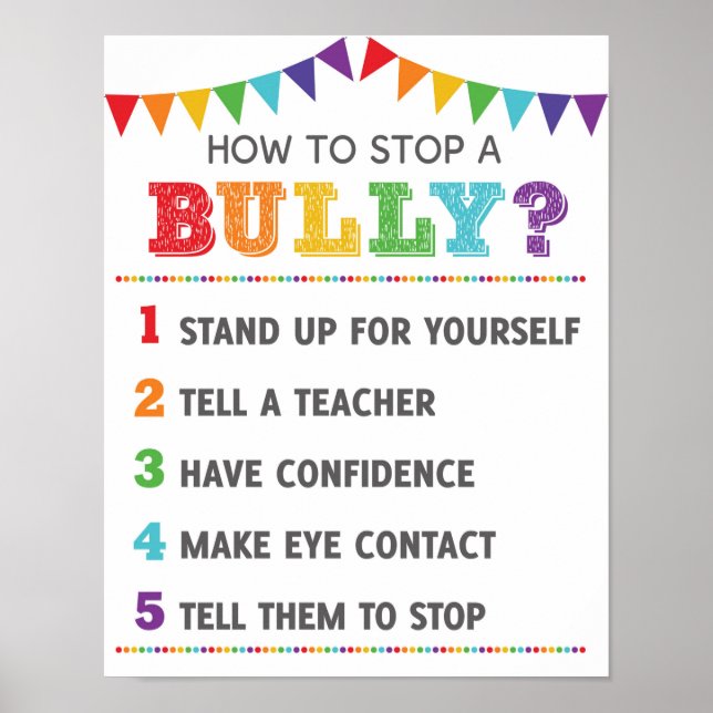 Affiche Comment Arrêter Une Campagne Anti-Bully School (Devant)
