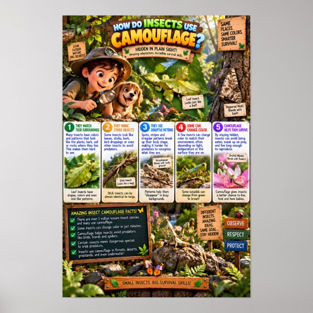 Affiche Comment les insectes utilisent le camouflage Infog (Devant)