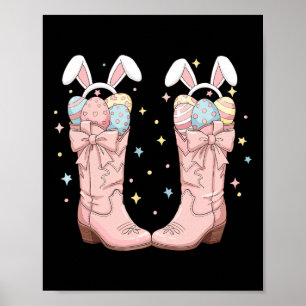 Affiche Comment Pâques Ouest Bunny de Pâques Bottes de Cow