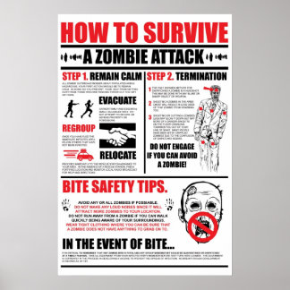 Affiche Comment Survivre À Une Attaque Zombie