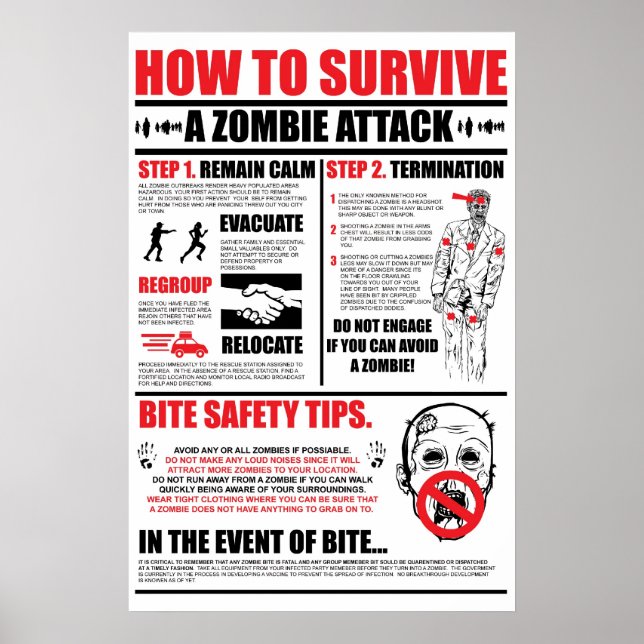 Affiche Comment Survivre À Une Attaque Zombie (Devant)