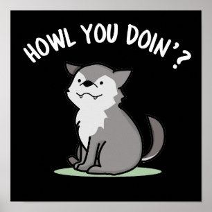 Affiche Comment tu fais Funny Baby Wolf Pun Dark BG