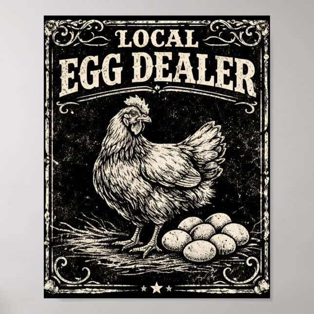 Affiche Commerçant d'oeufs local drôle ferme de poulets Pâ (Devant)