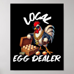 Affiche Commerçant d'oeufs local poulet rétro drôle agricu
