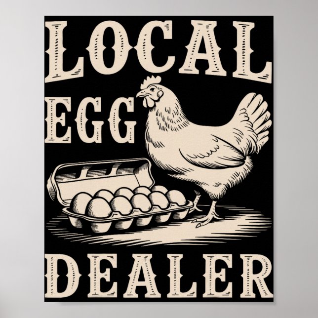 Affiche Commerçant d'oeufs local poulet rétro drôle agricu (Devant)