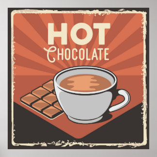Affiche commerce de chocolat chaud vintage rétro