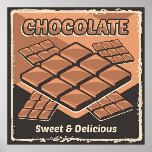 Affiche commerce de chocolat vintage rétro