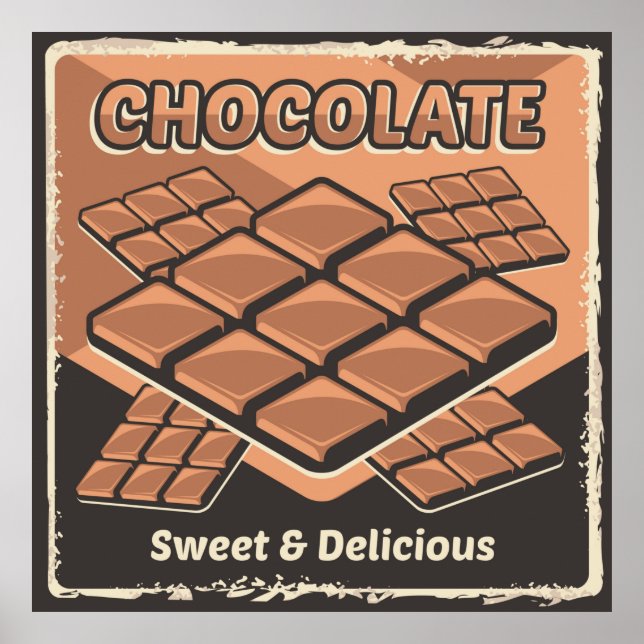 Affiche commerce de chocolat vintage rétro (Devant)