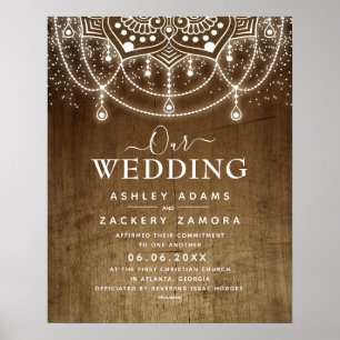 Affiche Commitment Boho FairyLights Wedding Certificate