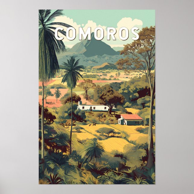 Affiche Comores Illustration Voyage Art Rétro (Devant)