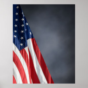 Affiche COMPACT PHOTO BACKDROP - US Flag on Gray Blue
