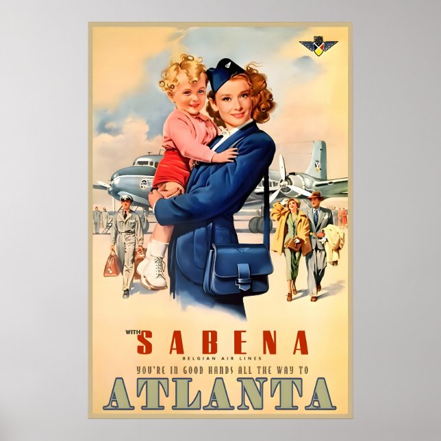 Affiche Compagnies aériennes Sabena Atlanta Géorgie Audrey (Devant)