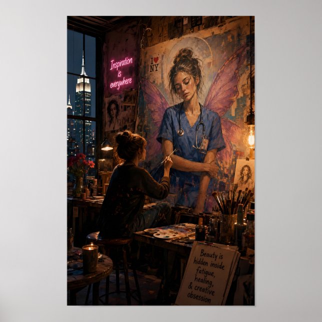 Affiche Compassion peinte dans la lumière de minui (Devant)