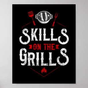 Affiche Compétences de fumeur de barbecue masculin sur le
