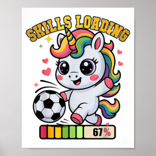 Affiche Compétences de licorne de football mignonnes Charg