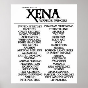 Affiche Compétences De Xena
