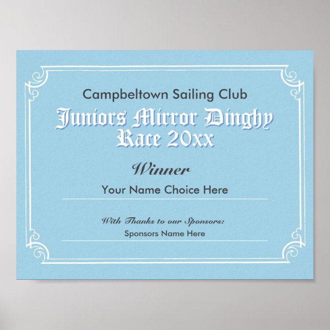Affiche Compétition du club de voile - Poste de certificat (Devant)