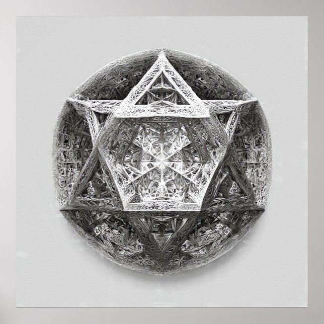 Affiche Complex Geometric Line Art: Icosahedron Infinity (Devant)