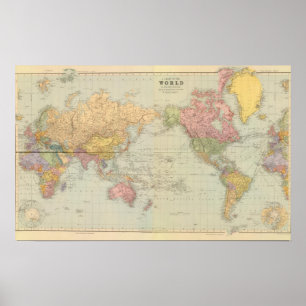 Affiche Composite World on Mercator's projection