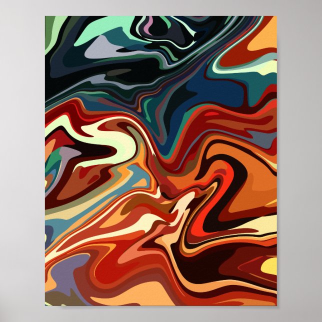 Affiche Composition Abstraite avec Contrastes Chauds et Fr (Devant)